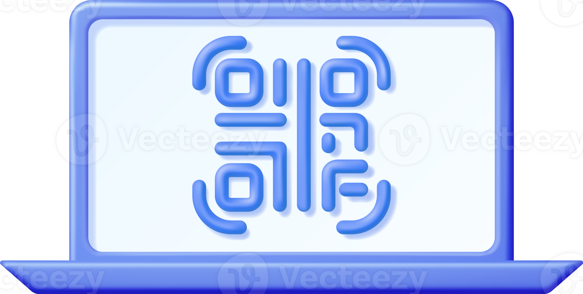 3d QR Code Icon on Computer Screen png