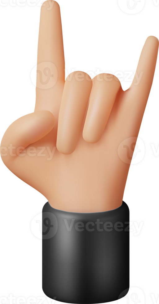 3d Hand Felsen Geste Symbol png