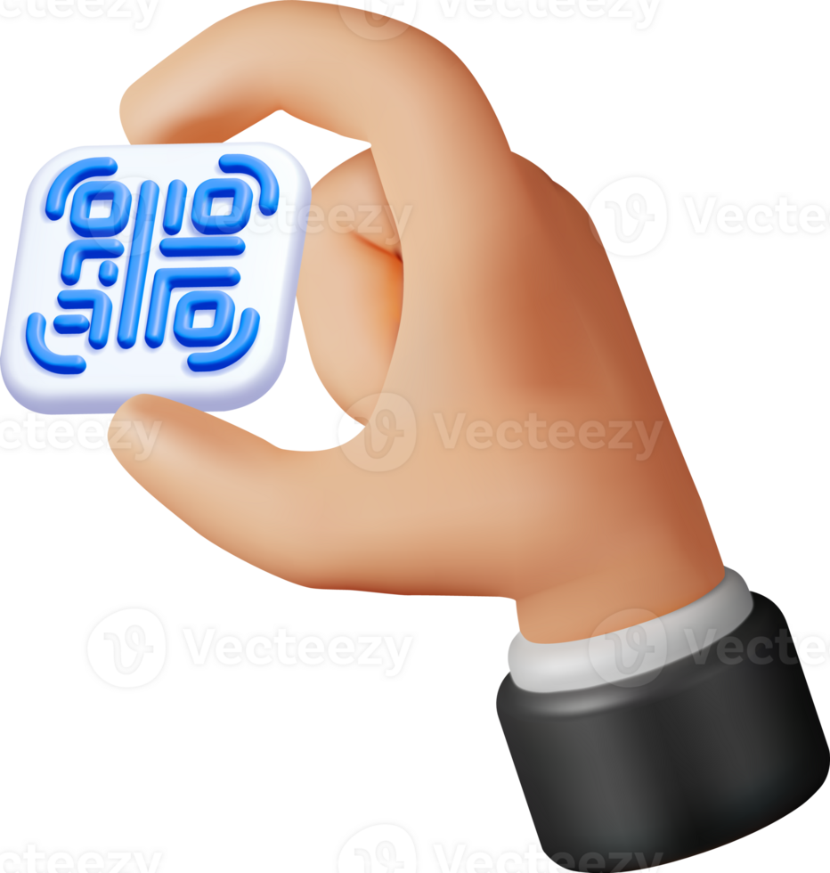 3d QR Code Icon in Hand. png