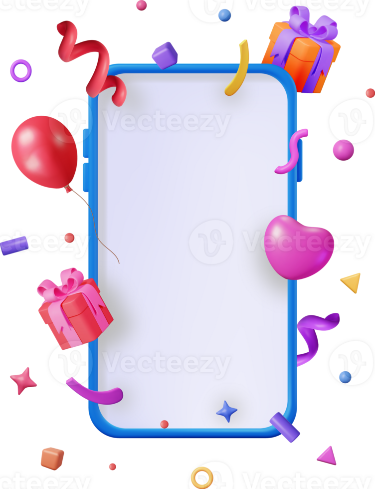 3D Party Confetti on Mobile Phone png