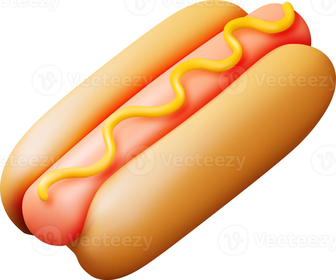 3D Hot Dog with Mustard png