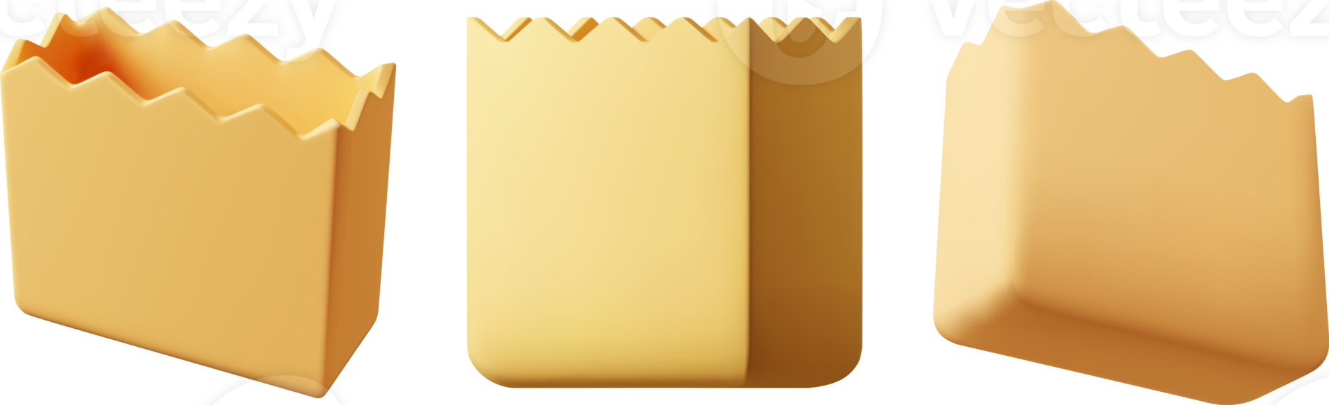 3D Brown Paper Bag from Different Angles png