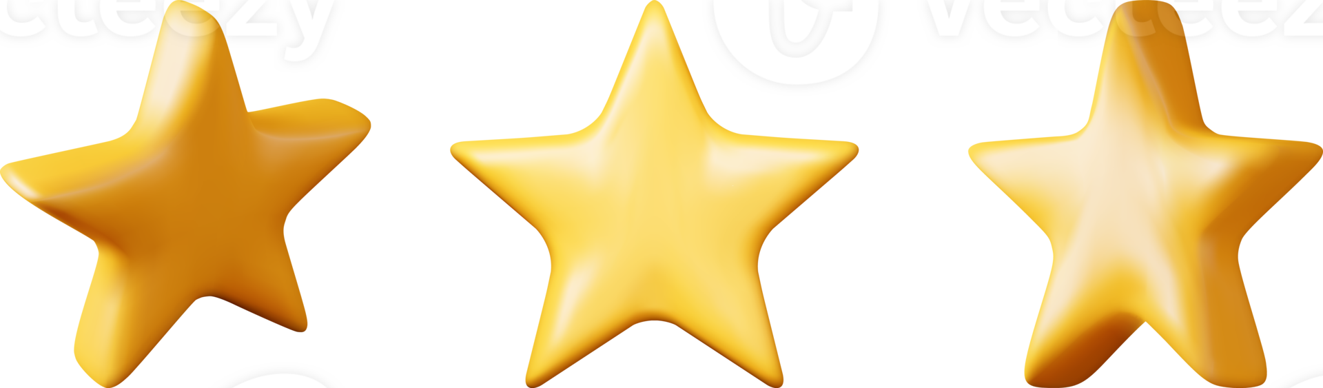 3D Glossy Yellow Star in Different Angles png