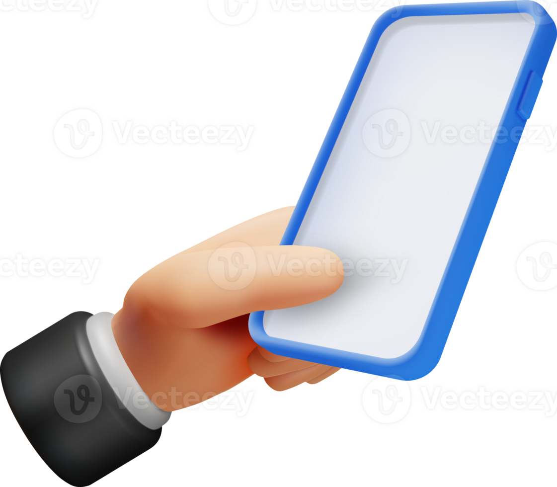 3d Hand Holding Smartphone with Empty Screen png