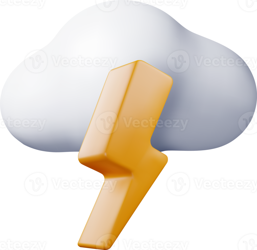 3D Cloud with Lightning Icon png