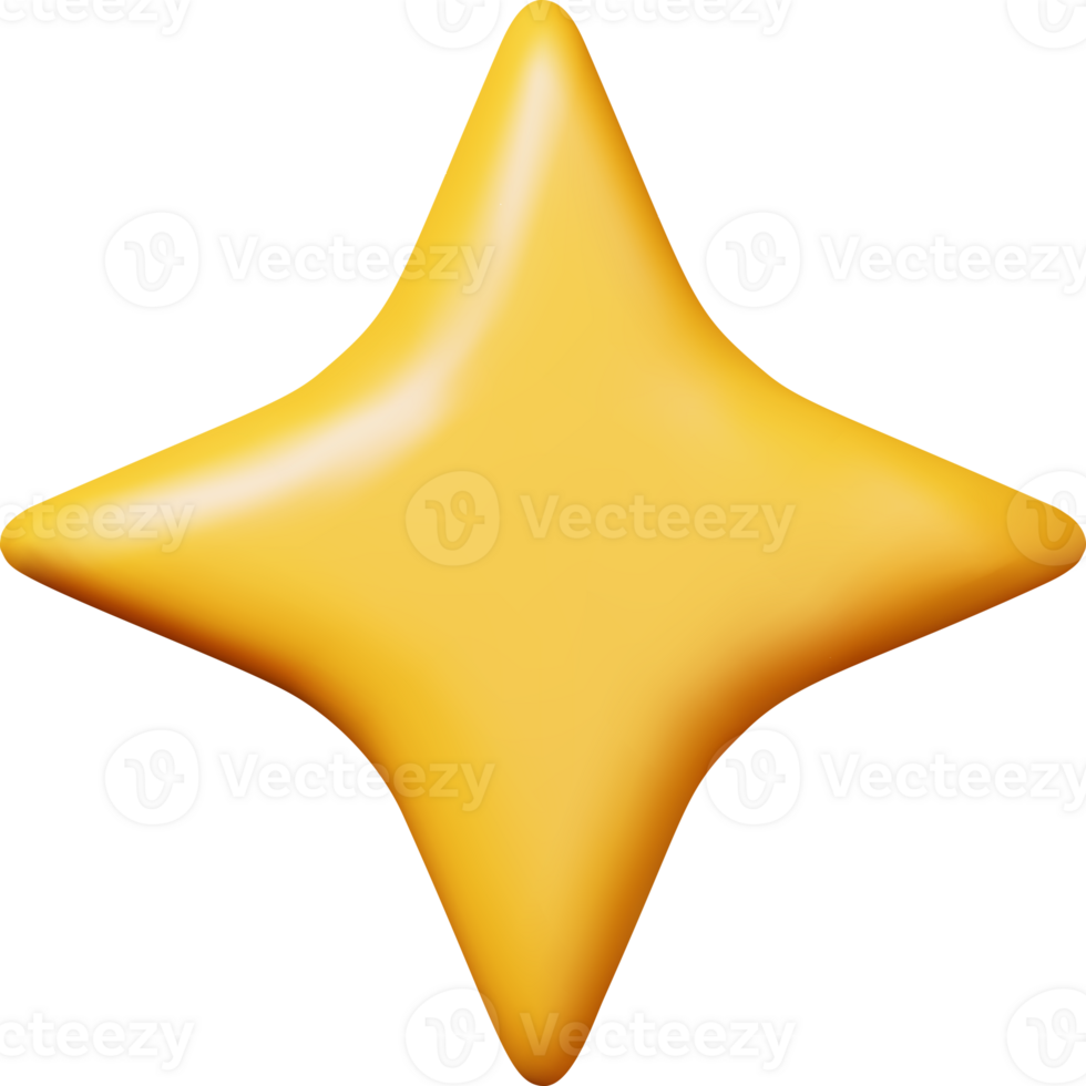 3D Glossy Yellow Star png