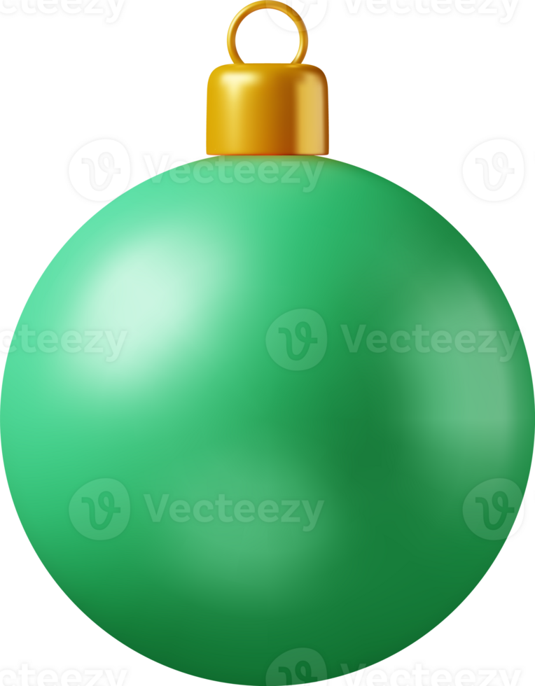 3D Green Christmas Ball with Golden Clamp png