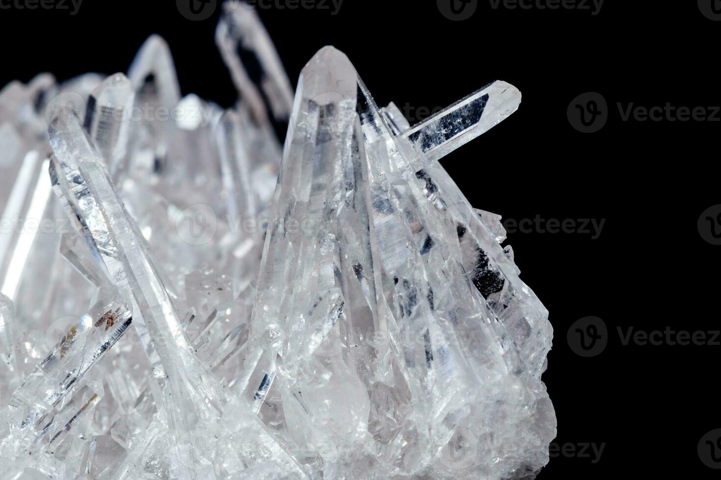 Macro Mineral Stone Rhinestone in Crystals on a Black Background photo