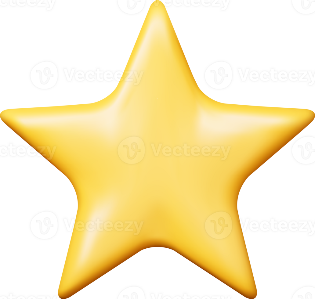 3D Glossy Yellow Star png