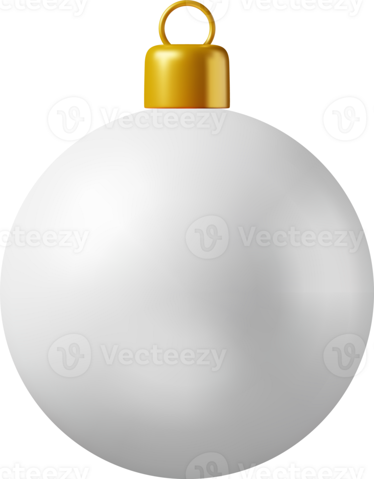 3D White Christmas Ball with Golden Clamp png