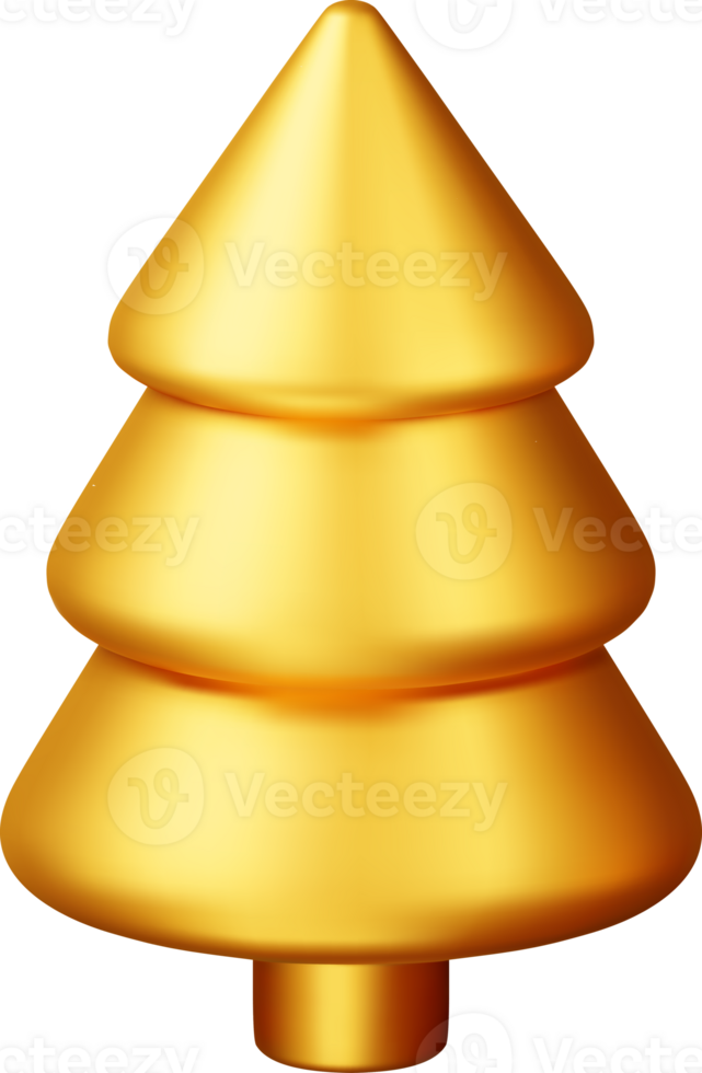 3D Abstract Christmas Tree in Gold png