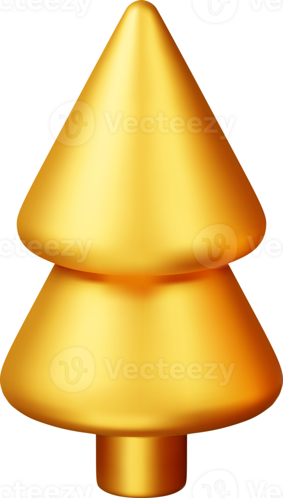 3D Abstract Christmas Tree in Gold png