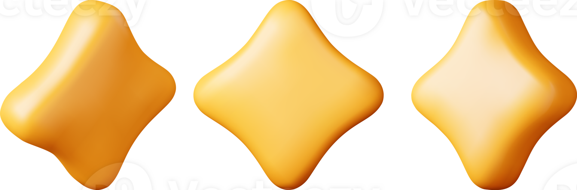 3D Glossy Yellow Star in Different Angles png