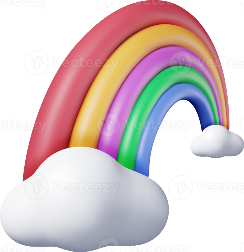 3d Cartoon Rainbow in Cloud png