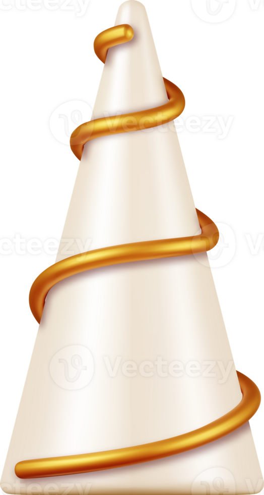 3D Abstract Christmas Tree with Gold Spiral png