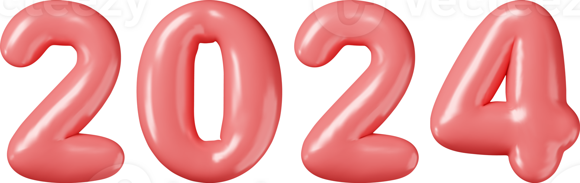 3d Red Balloon 2024 New Year Symbol png
