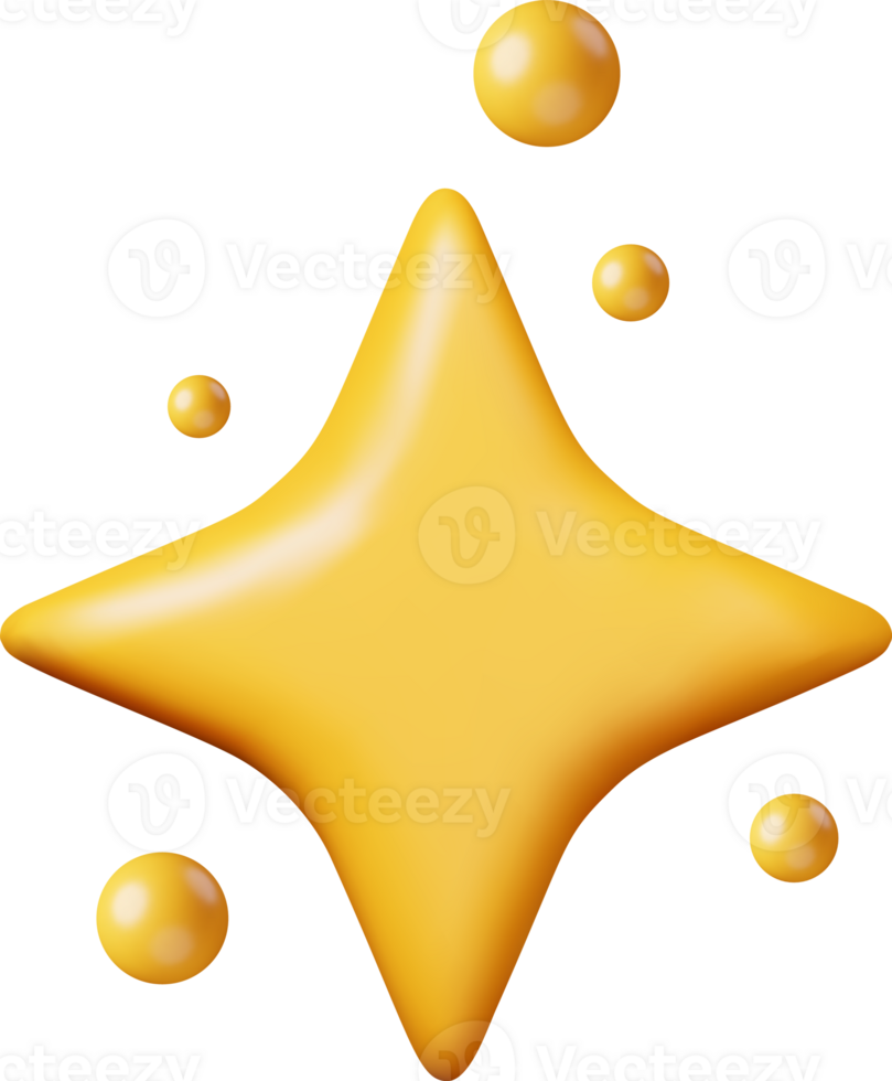 3D Glossy Yellow Star png