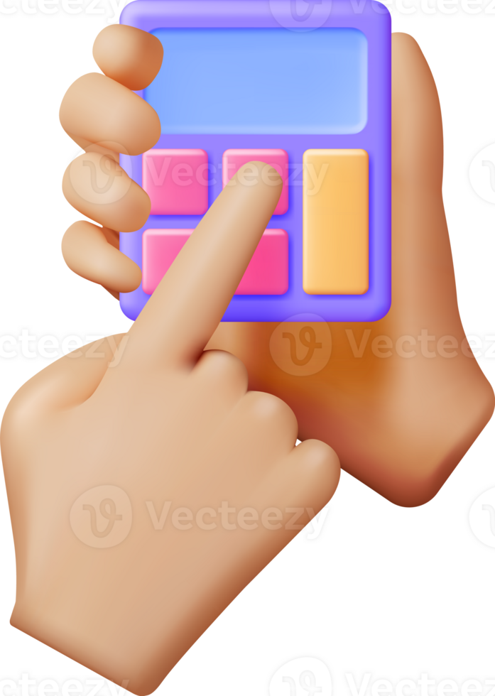 3D Modern Calculator and Hand png