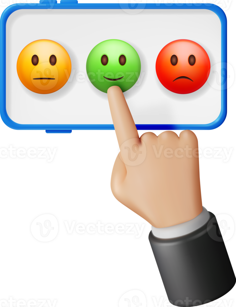 3D Customer Rating Smile Emoticons in Mobile Phone png