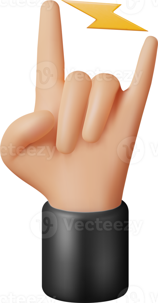 3D Hand Rock Gesture Symbol png