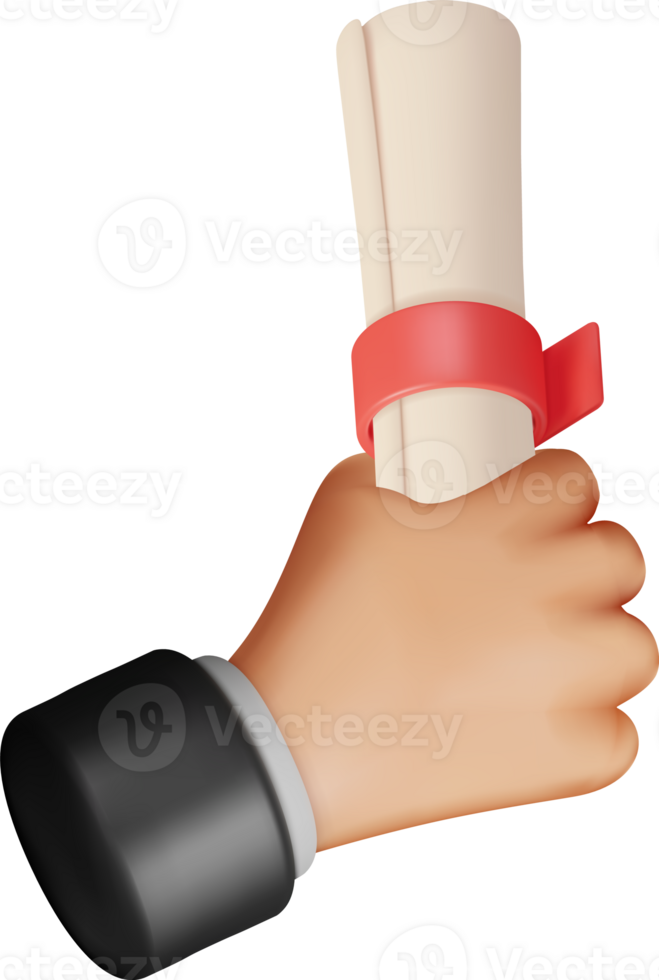 3D Diploma Paper Scroll in Hand png