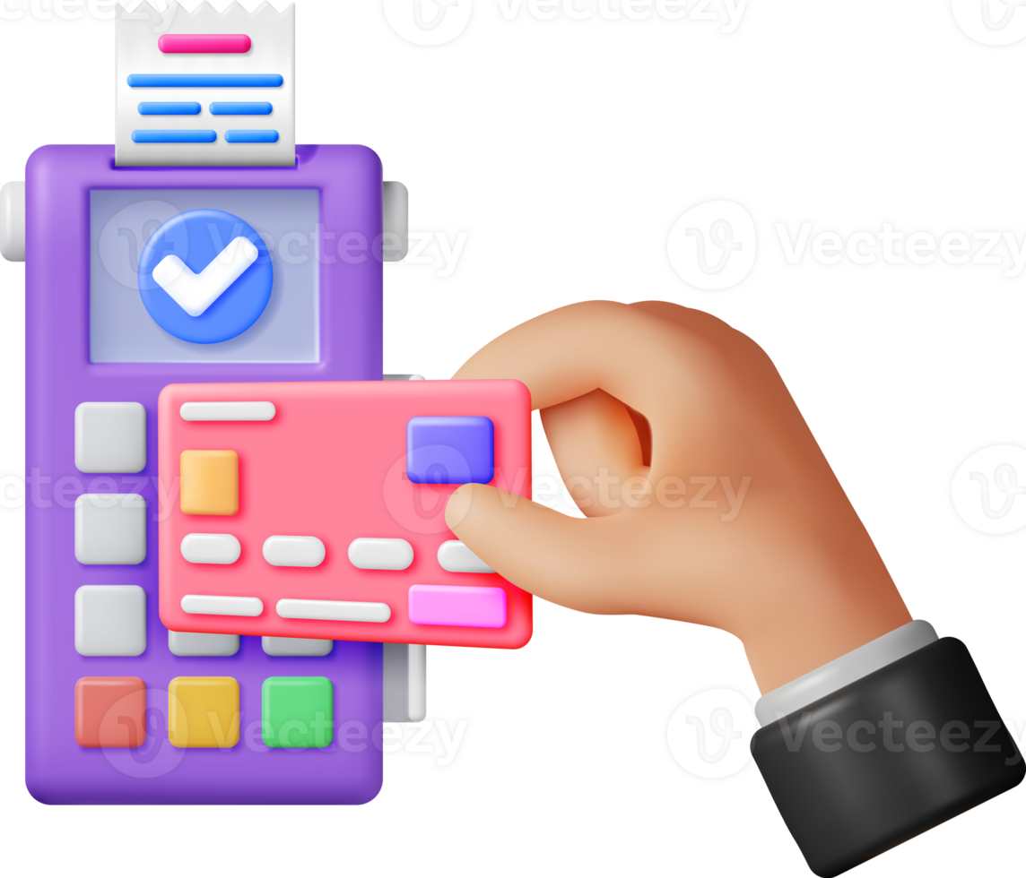 3D Payment Terminal in Hand png