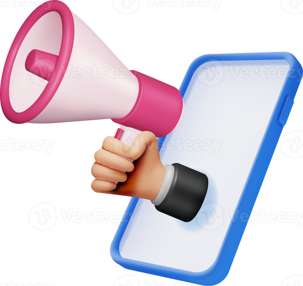 3D Megaphone in Smartphone 35711328 PNG