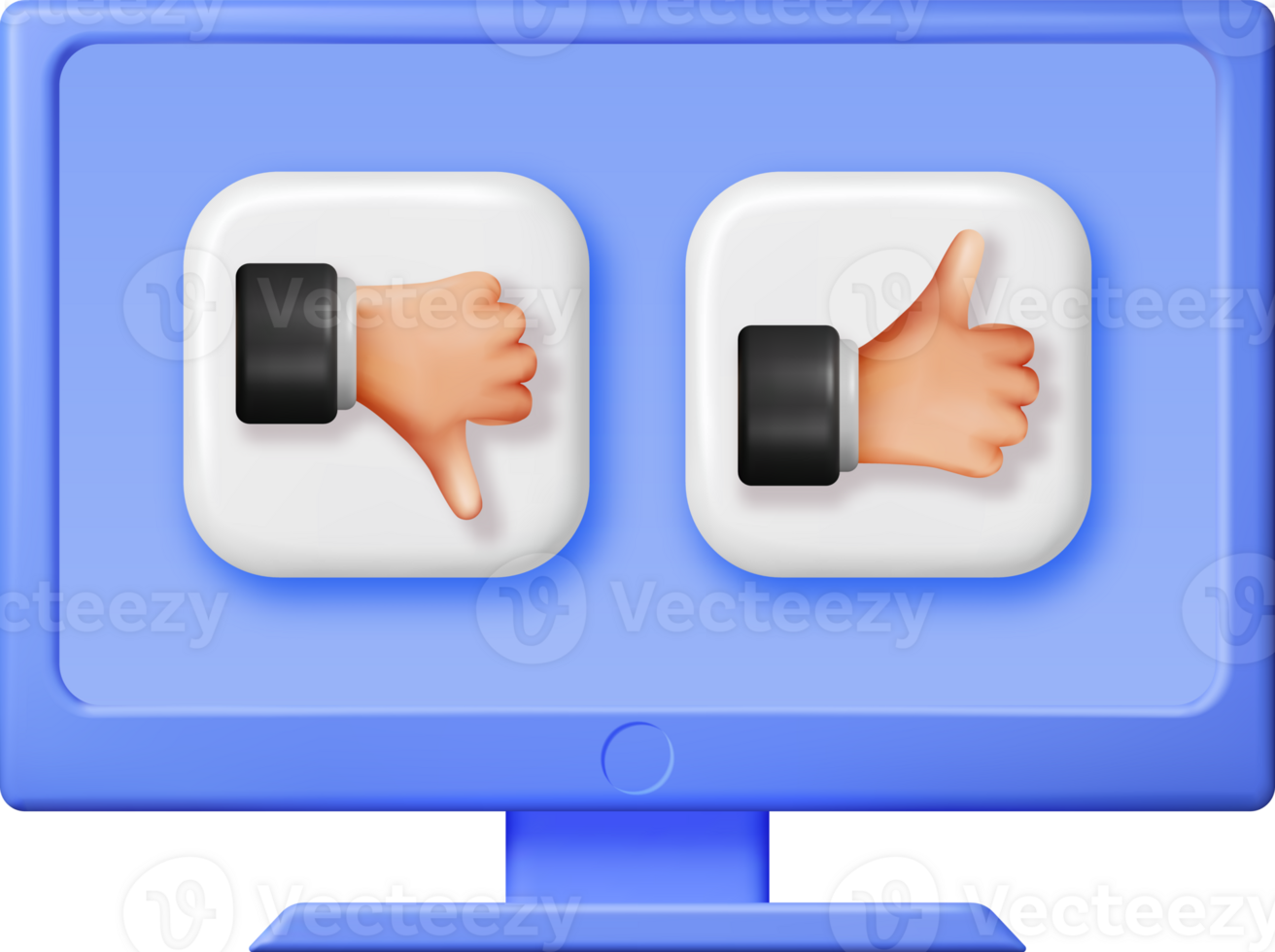 3D Thumbs Up and Thumbs Down Hands in Computer png