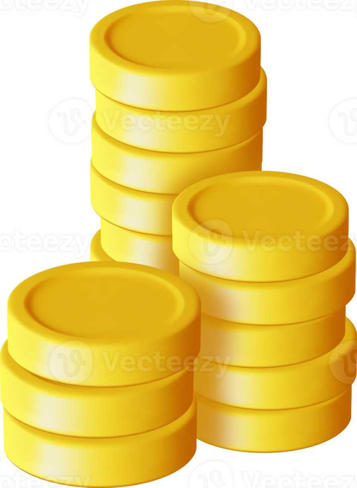3D Stack of Gold Coins png