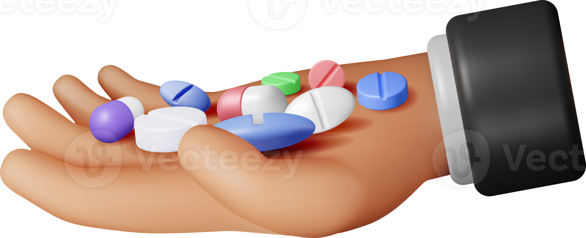 3D Classic Capsule Pill and Tablet in Hand png