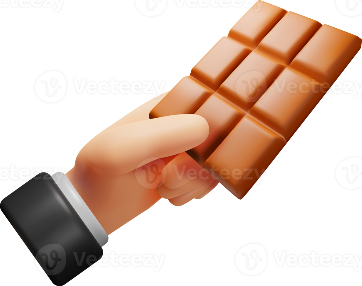 3D Milk Chocolate Bar in Hand png