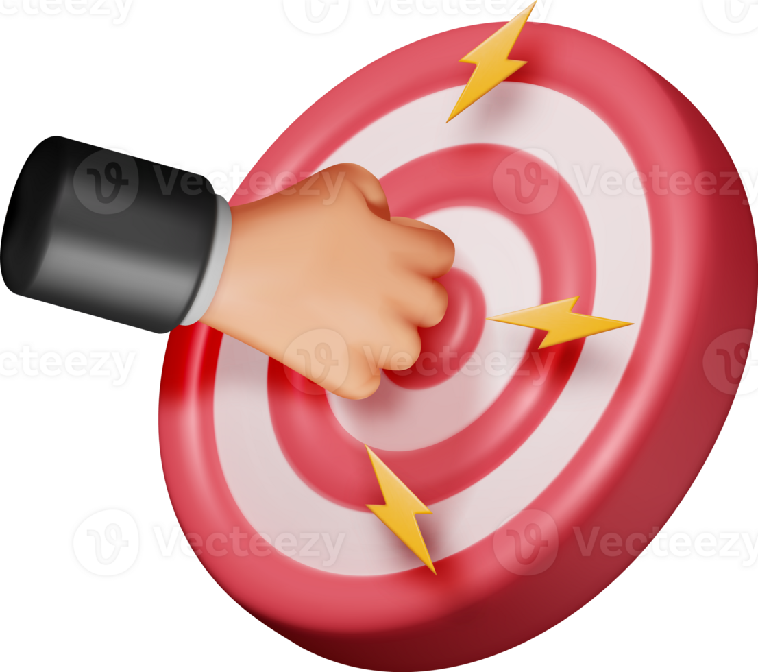 3D Target with Hand in Center Icon png