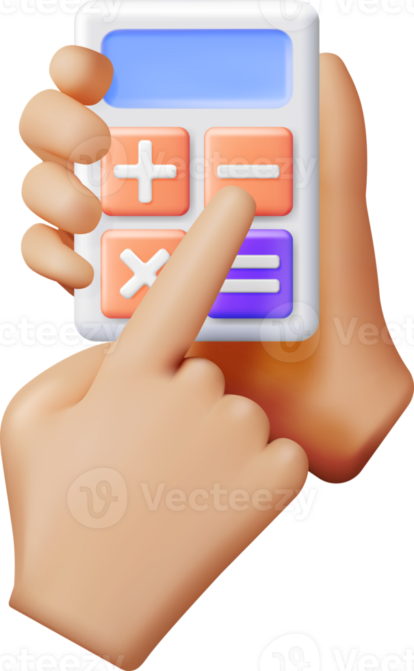 3D Modern Calculator and Hand png