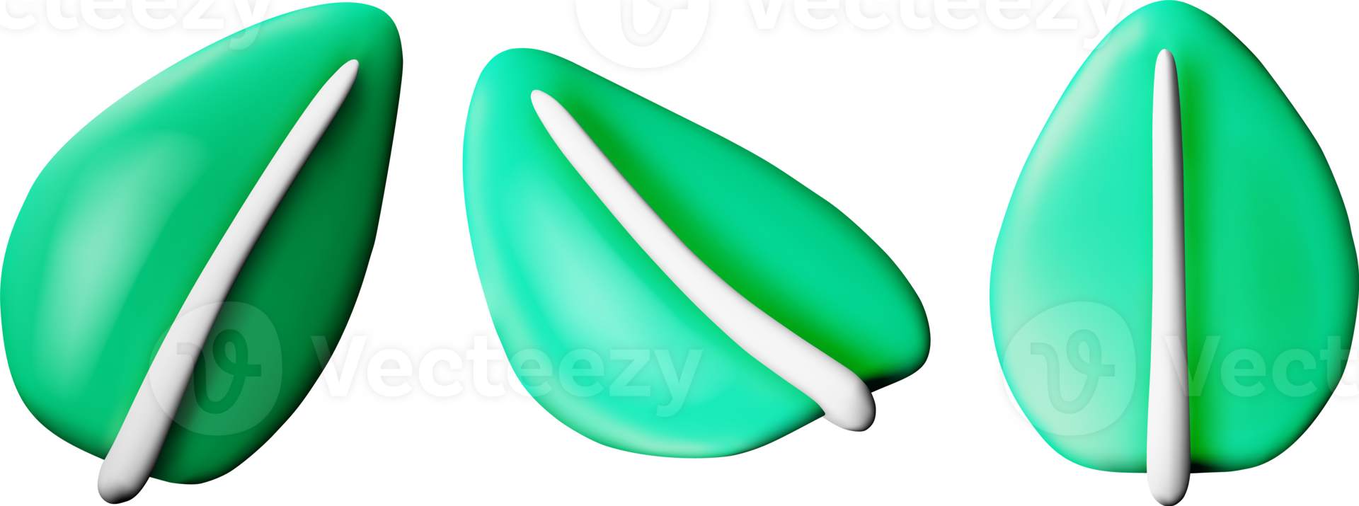 3D Cartoon Salad Leaves in Different Angles png