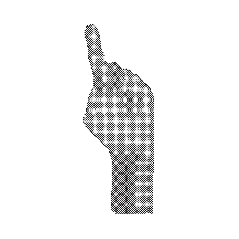 Various gestures of female fingers. Halftone effect, magazine collage, trendy images. Woman hand making sign vector