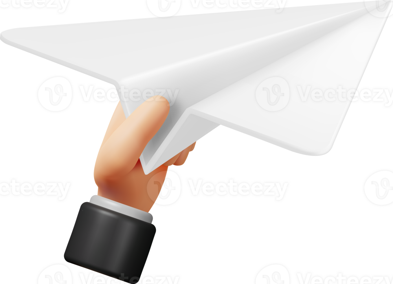 3D Blue Paper Plane in Hand png