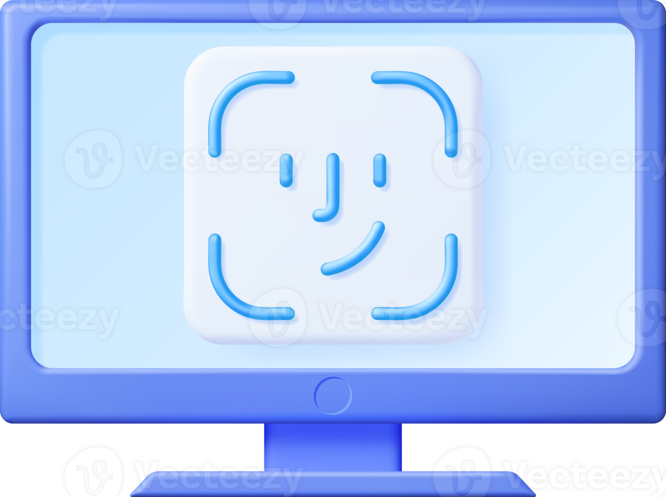 3D Face Recognition Icon on Computer png