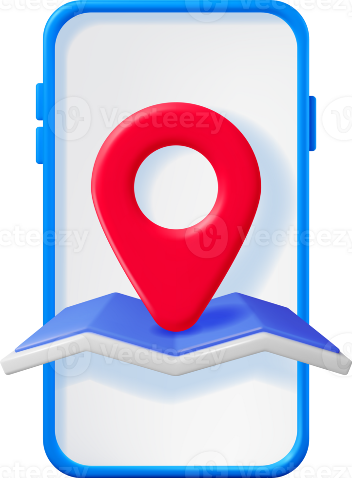 3D Location Map Pin in Smartphone png
