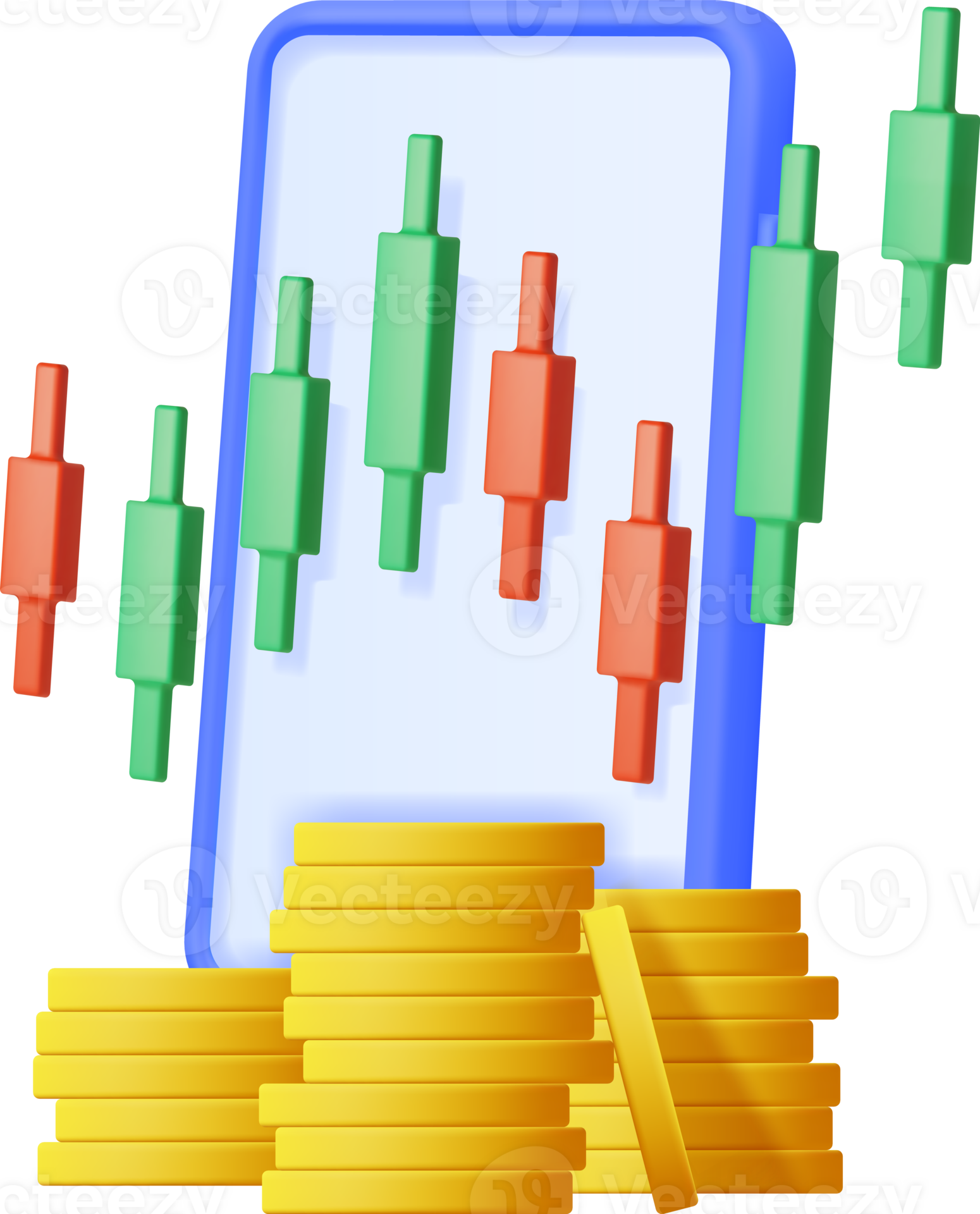 3D Growth Stock Diagram on Mobile Phone 35711716 PNG