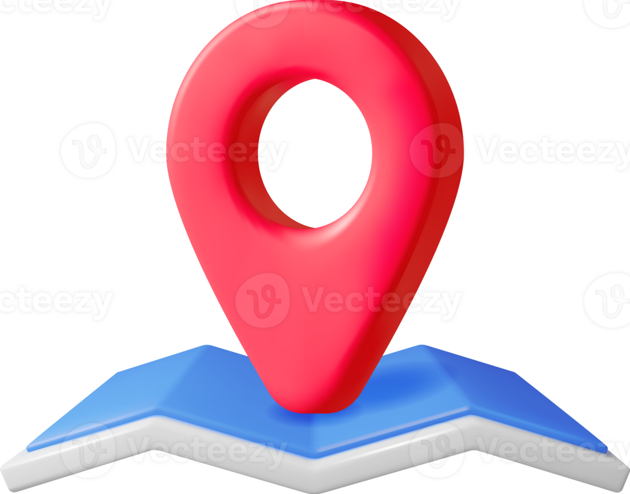 3D Paper City Suburban Map with Location Pin png
