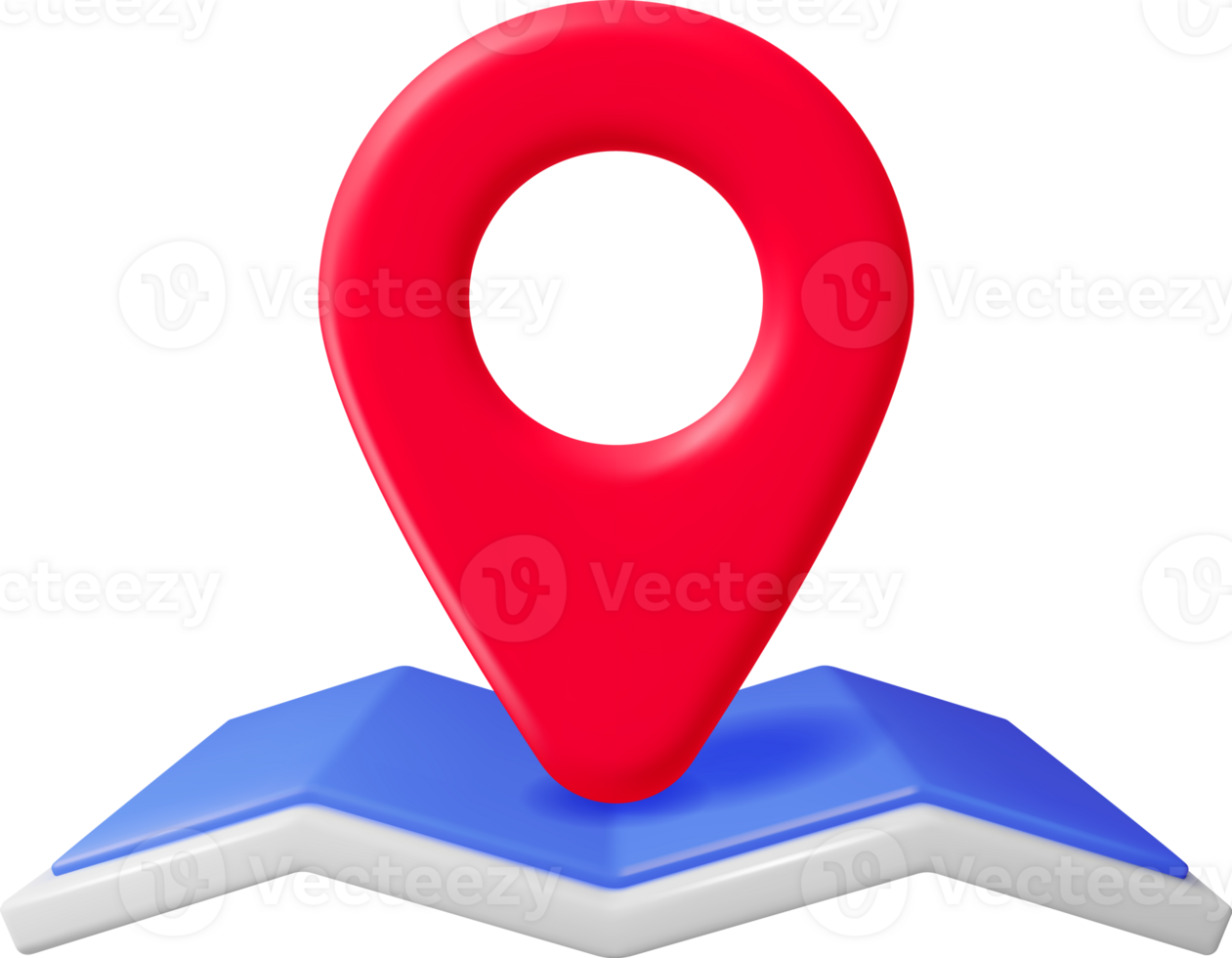 3D Paper City Suburban Map with Location Pin png