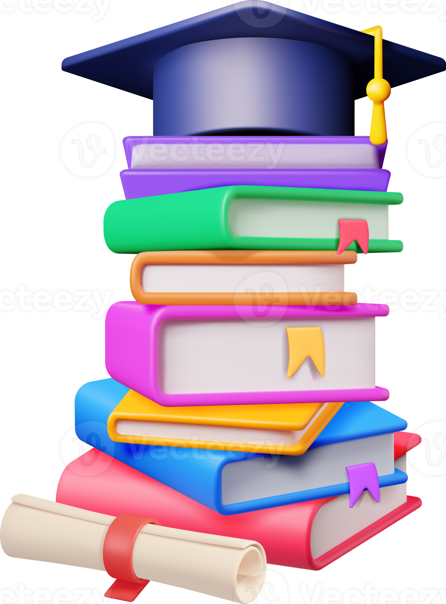 3d-graduation-cap-with-diploma-and-pile-of-books-35711836-png