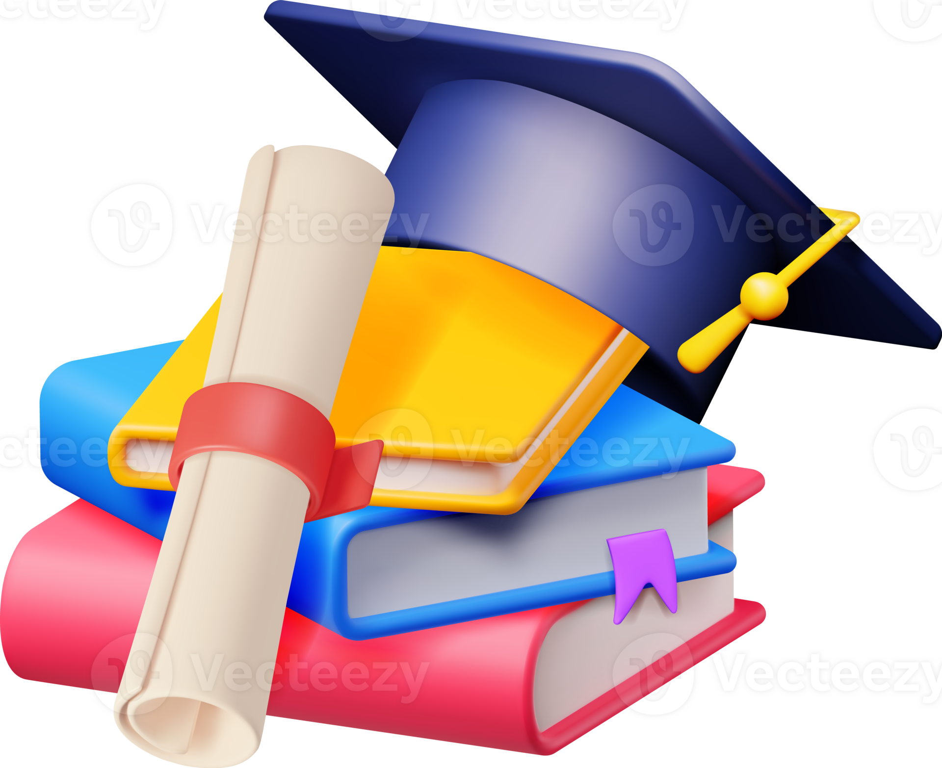 3d-graduation-cap-with-diploma-and-pile-of-books-35711837-png