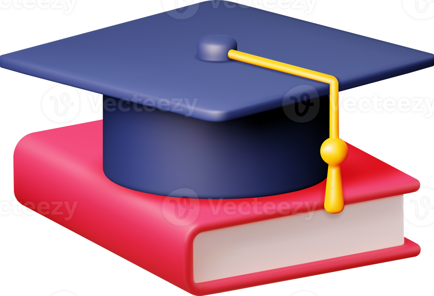 3D Graduation Cap and Book png
