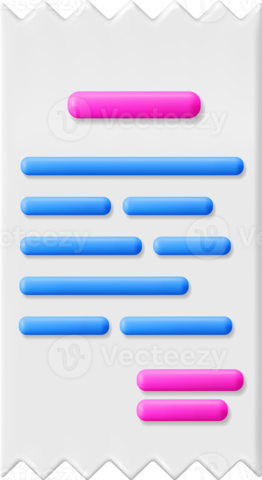 3D White Receipt png