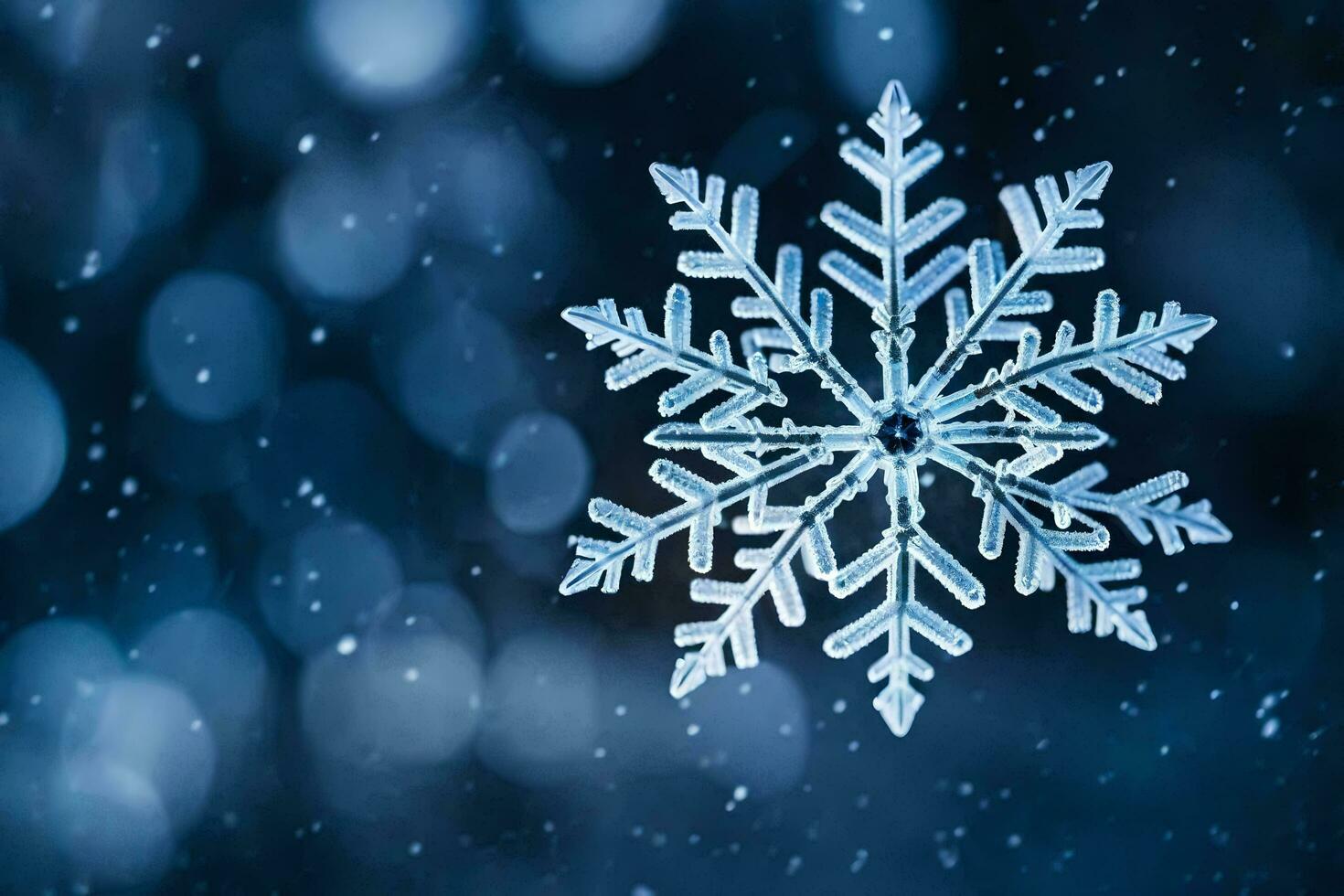 AI generated a snowflake is shown in the middle of a dark background photo