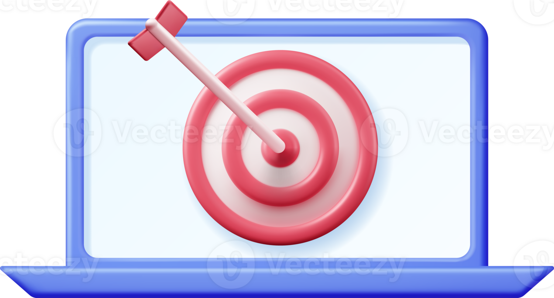 3D Target with Arrow in Center on Computer Screen png