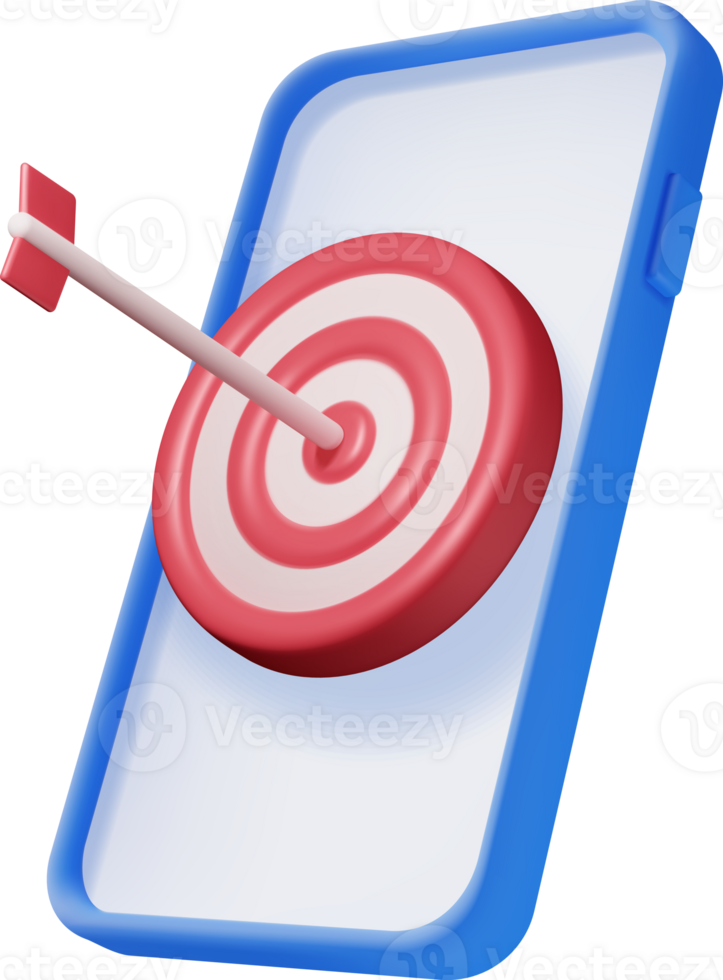 3D Target with Arrow in Center on Smartphone png