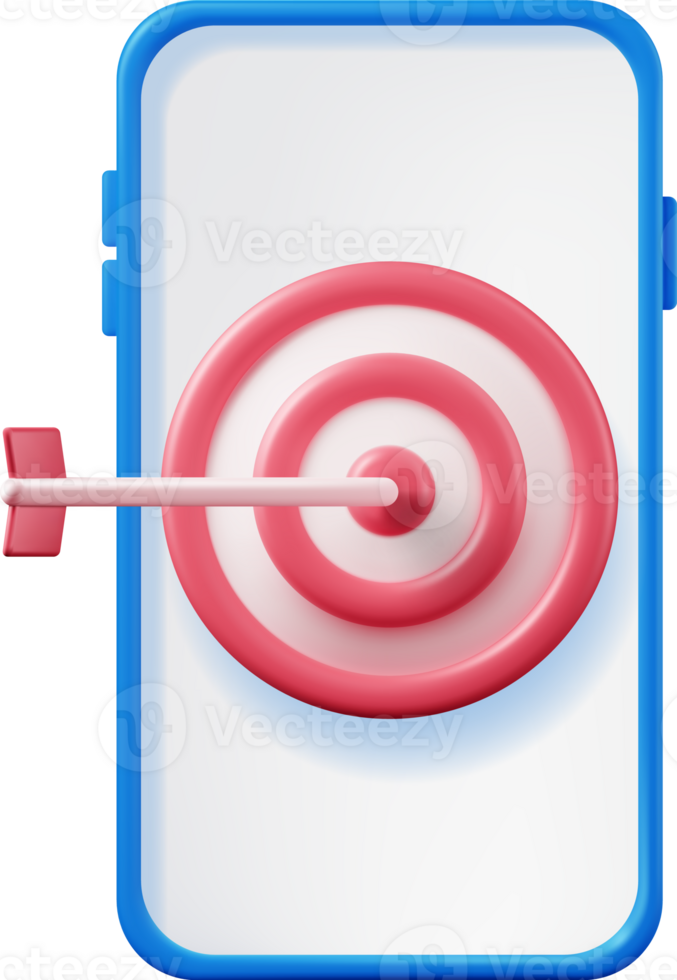 3D Target with Arrow in Center on Smartphone png