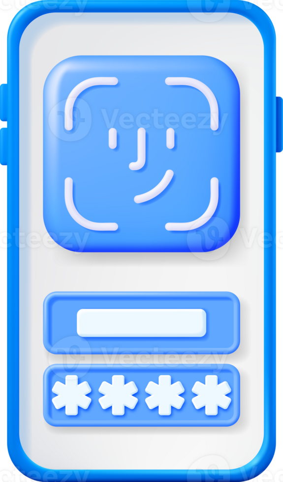 3d cara reconocimiento icono en teléfono png